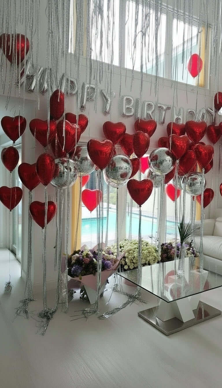 Balloon Birthday setup with personalized decor and celebration details