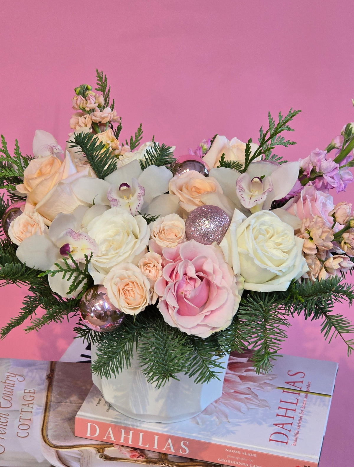 Holiday floral pastel colors arrangement  