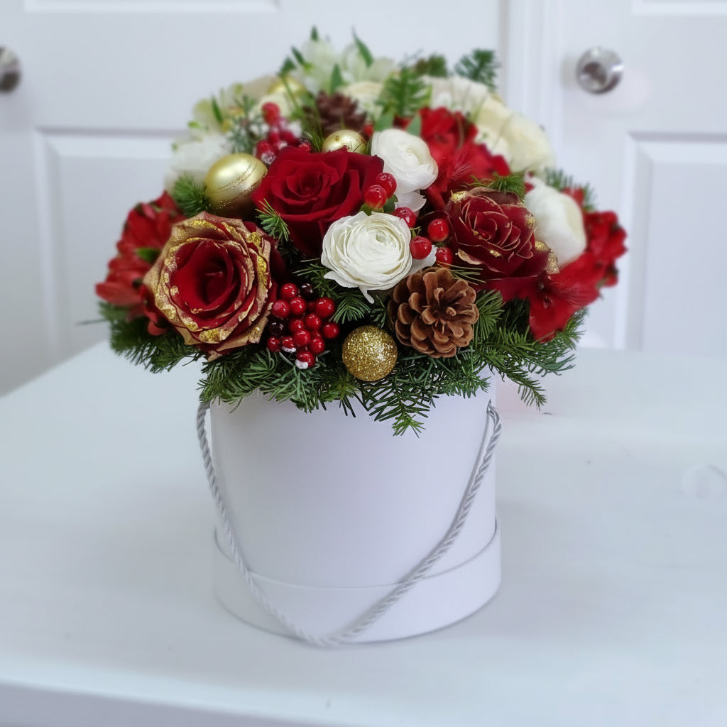 Christmas  arrangement perfect for family dinner. 