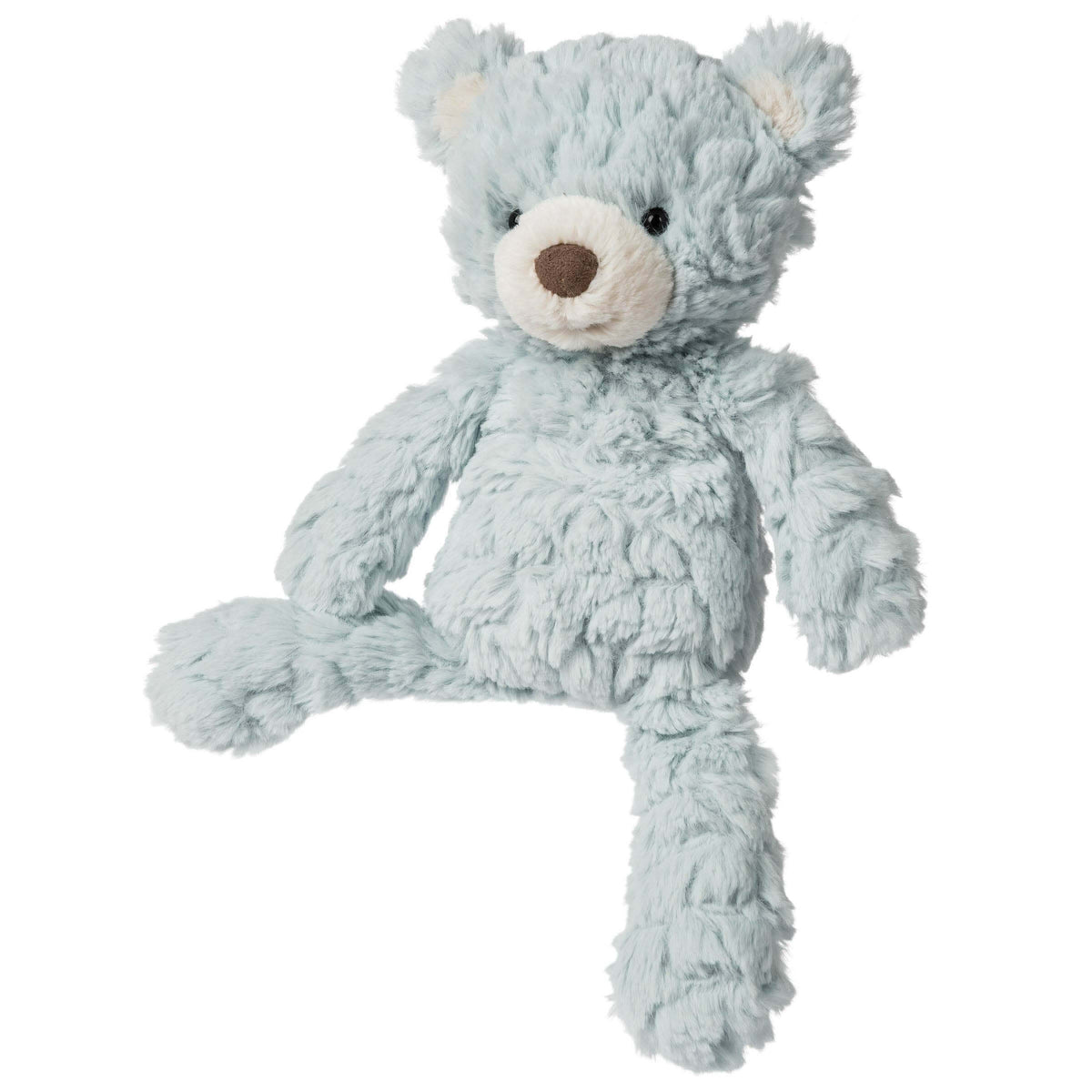 Light blue teddy bear plush toy on a white background