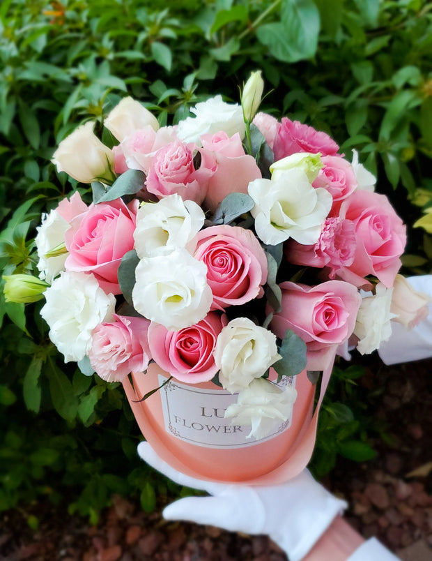 "Pink princess" with eucalyptus 